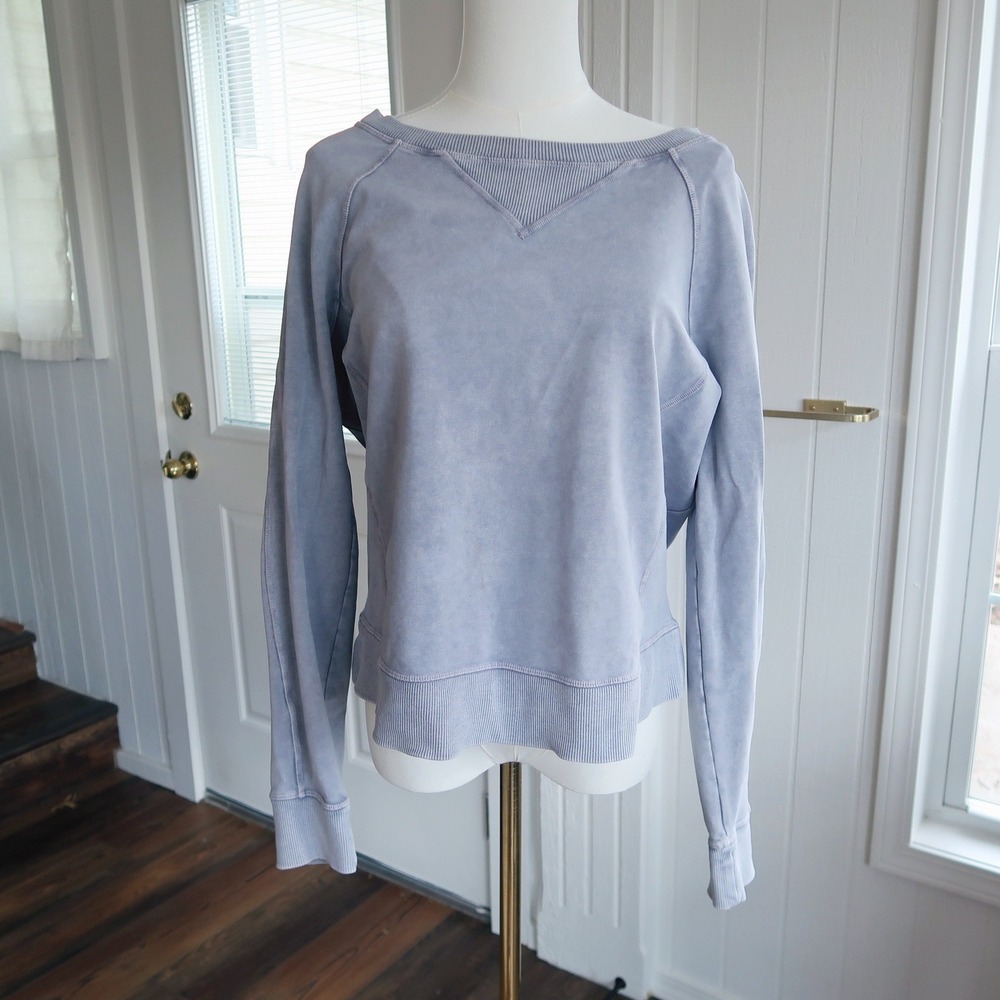 Lululemon Women Sweatshirt 6 Purple Washed Long Sleeve Boat Neck‎ Pullover Top